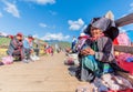 Old lady Mosuo in Lugu Lake Royalty Free Stock Photo
